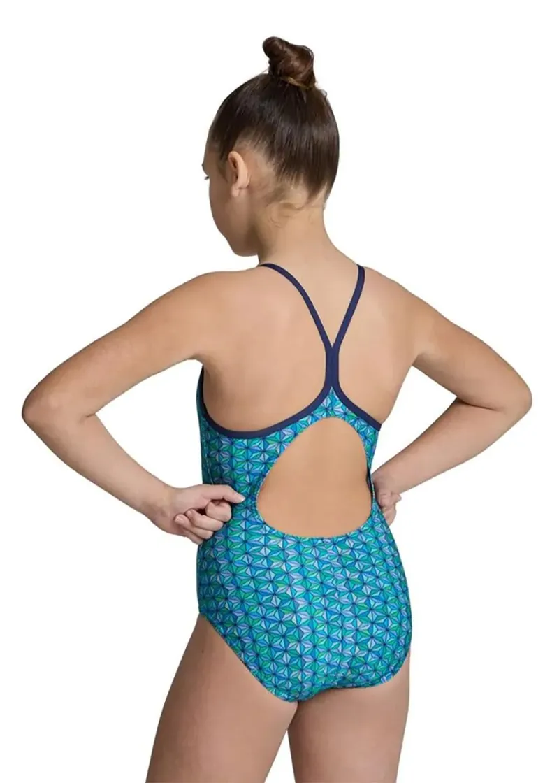 Arena Girl's Starfish Lightdrop Back Swimsuit Navy/Turquoise Multi-3